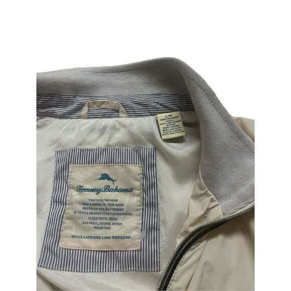 Tommy Bahama Men’s bomber jacket off white sz Large - Picture 3 of 3